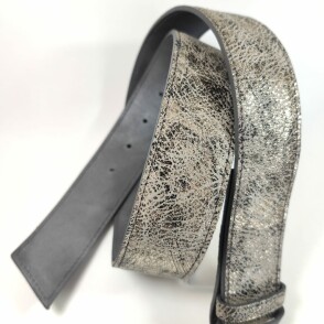 Ceinture reversible femme Gris souris/ gris brillant